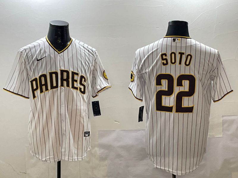 Men San Diego Padres #22 Soto White Stripe Game 2025 Nike MLB Jersey style 1->san diego padres->MLB Jersey